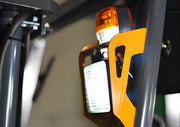 Close-up of orange safety light and headlamp on EKKO Electric Forklift