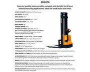EKKO Electric Pallet Stacker EB12EA with 3000 lbs capacity and adjustable forks for material handling