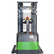 EKKO electric pallet stacker with 4400 lbs capacity in gray and green color for warehouse lifting