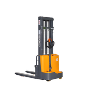 EKKO Electric Pallet Stacker in gray and orange with a compact design for warehouse lifting