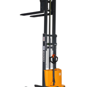 EKKO electric pallet stacker with black and orange body for lifting and moving pallets