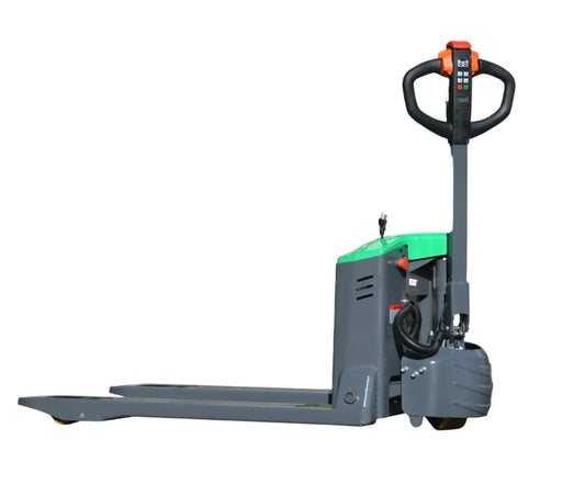 EKKO EP15JLi electric pallet jack with ergonomic handle and green and gray body