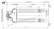 Technical drawing with dimensions for EKKO EP15JLi pallet truck showing top view measurements
