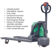 EKKO EP15SLi electric pallet jack with lithium battery and polyurethane wheels for heavy lifting