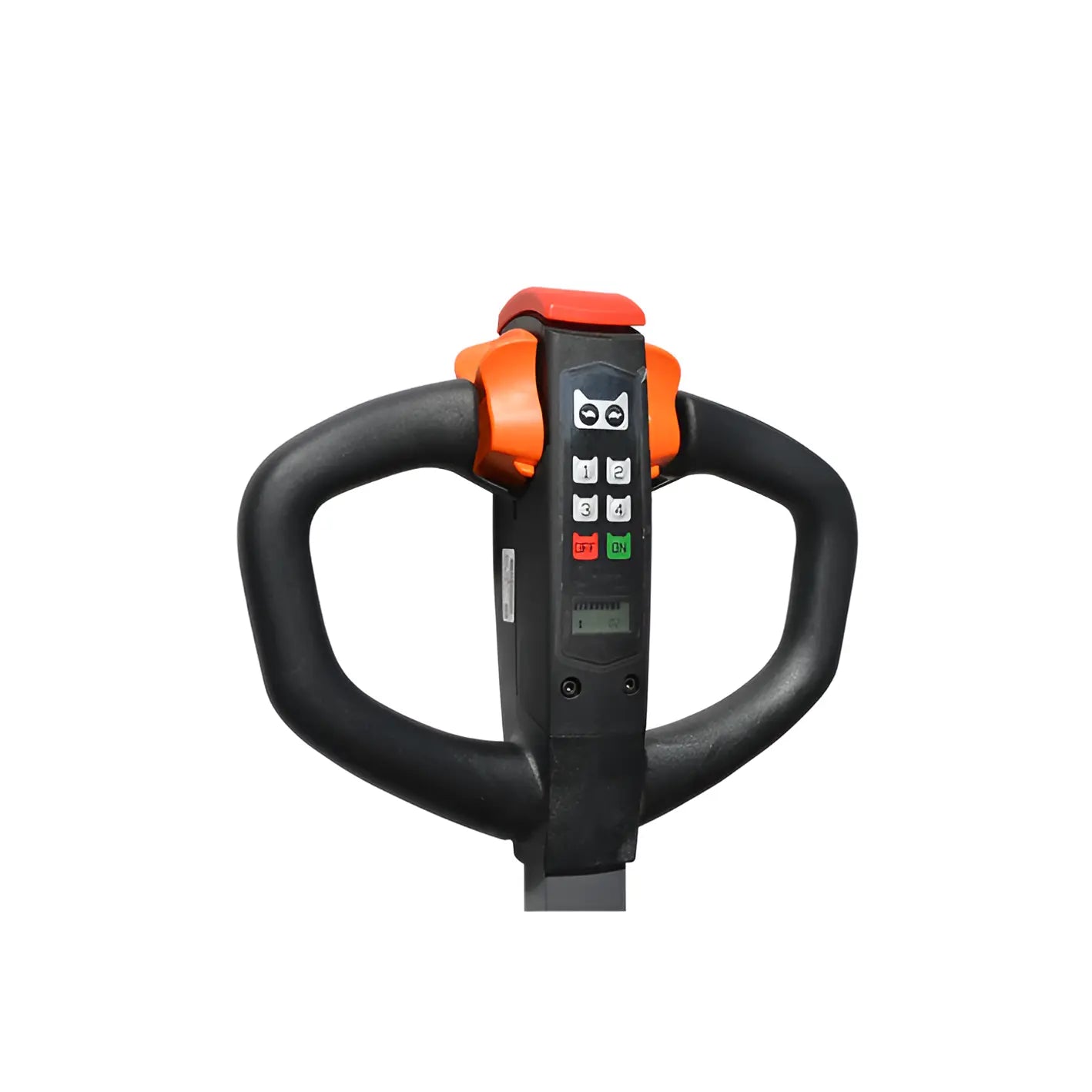 Control handle of EKKO EP18JLI straddle stacker with buttons and ergonomic design