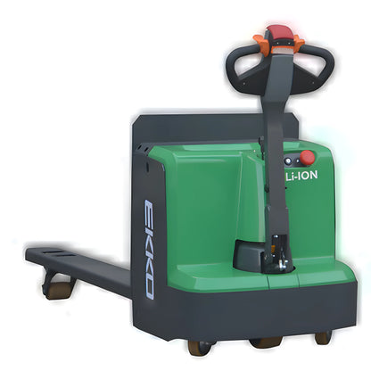 EKKO EP18Li green and black electric pallet jack with Li-Ion battery and ergonomic handle
