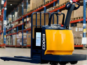 EKKO EP30A electric pallet jack in warehouse with yellow and black body for heavy lifting