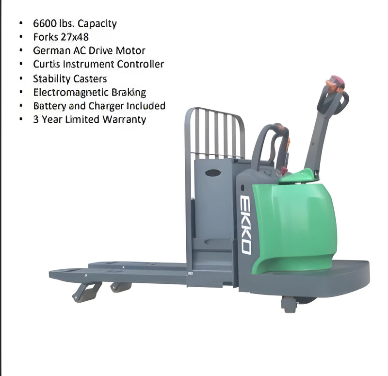 EKKO EP30A-LI electric pallet jack with 6600 lbs capacity and German AC drive motor