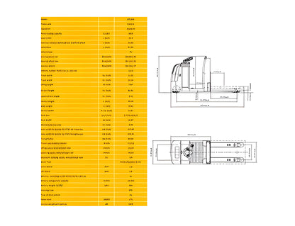 Technical specifications and dimension drawings of EKKO EPC30A industrial equipment in yellow and white layout