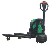 EKKO EPF20Li electric pallet jack with green and black body and ergonomic handle