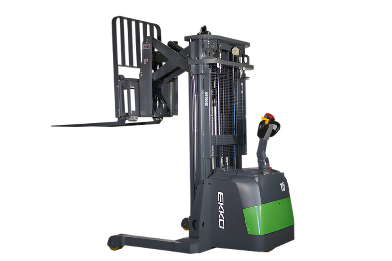 EKKO ER15-177Li electric forklift with green and gray body designed for efficient warehouse lifting