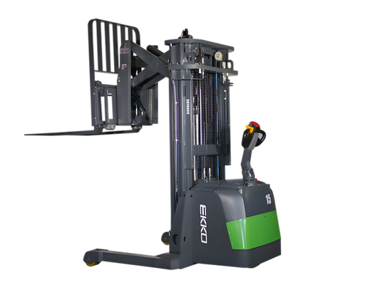 EKKO ER15-189Li electric forklift stacker with green and gray body for warehouse lifting