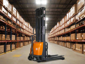 EKKO EA15A | Semi-Electric Pallet Stacker | 3300 lbs 118″ Lift