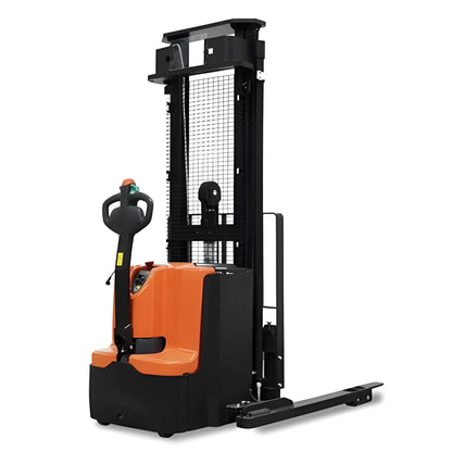 Major Lift electric pallet stacker straddle stacker in orange and black for efficient material handling