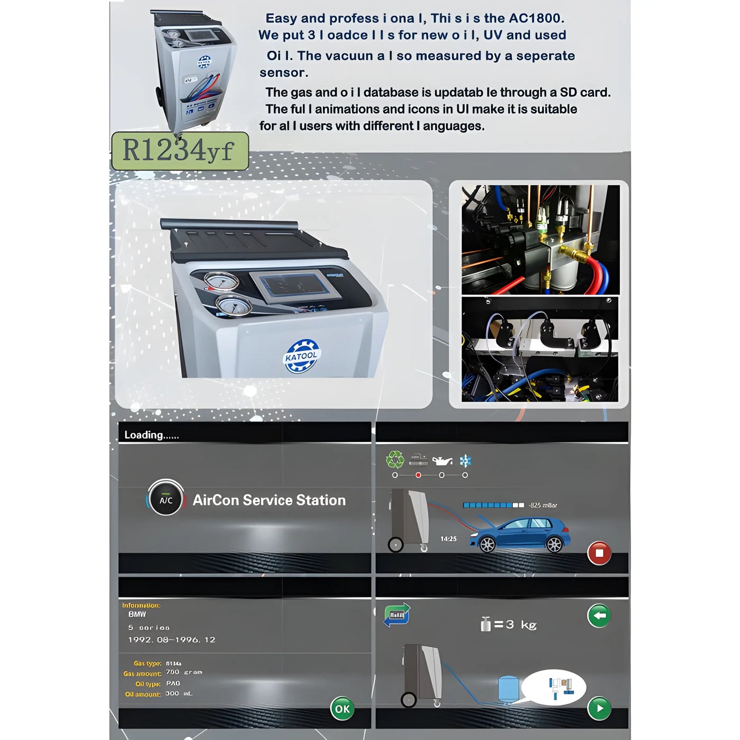 Katool Automatic Machines AC1800 with user-friendly interface and service features for air conditioning maintenance