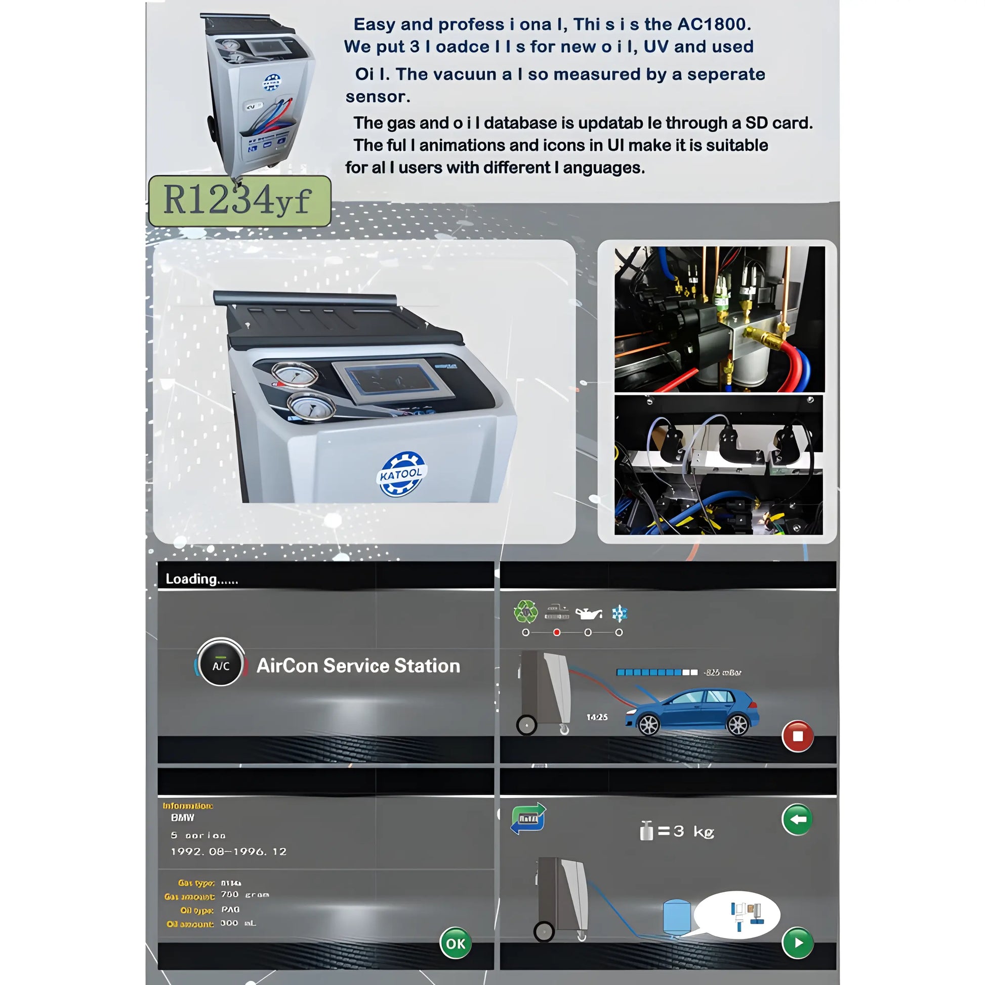 Katool Automatic Machines AC1800 with user-friendly interface and service features for air conditioning maintenance