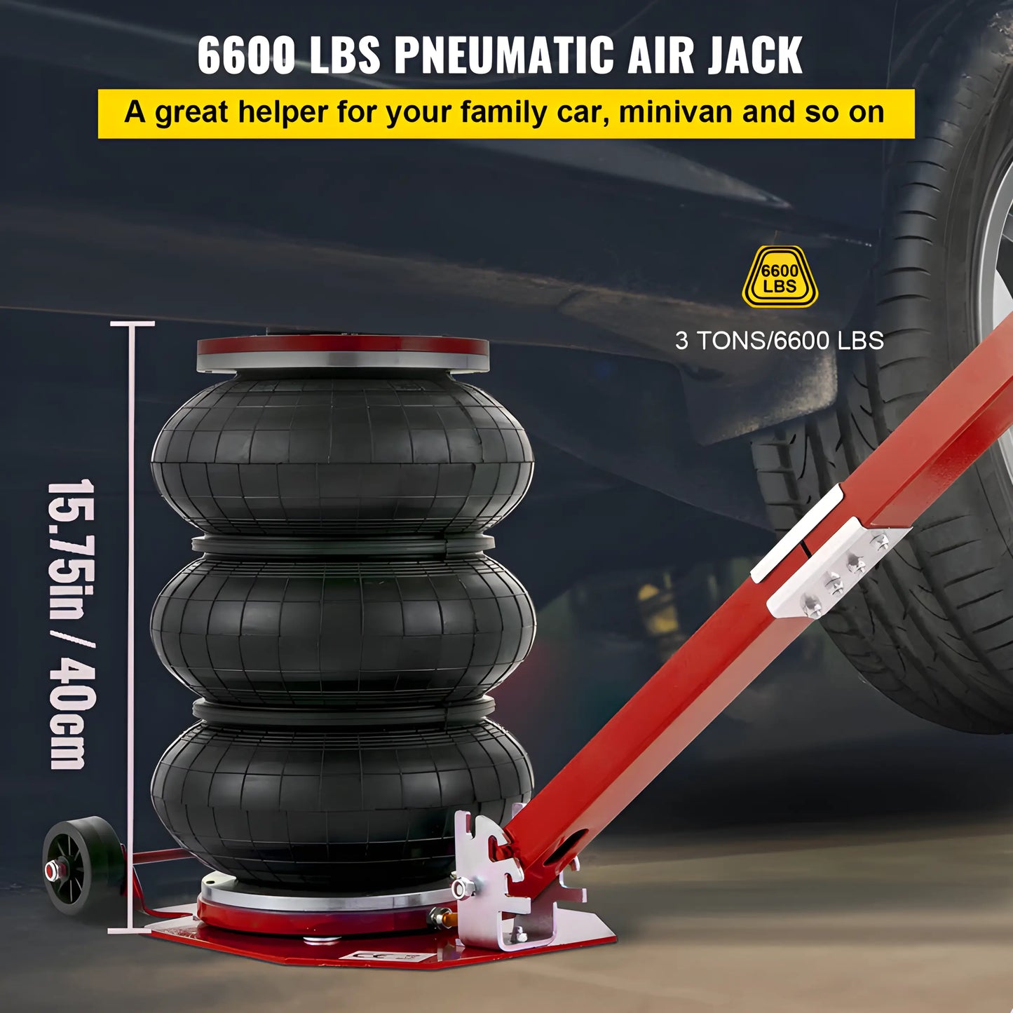 Katool Bag Air Jack with 6600 lbs capacity for family cars and minivans, featuring strong pneumatic design