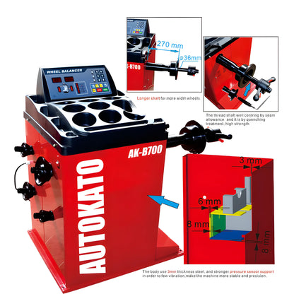 Katool Combo Wheel Balancer AK-B700 with digital display and adjustable shaft for precise balancing