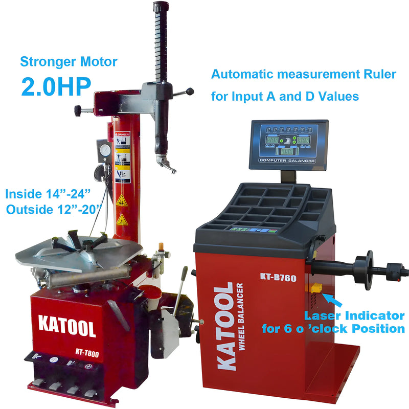 Katool Combo Tire Changer and Wheel Balancer with 2.0HP Motor and Automatic Measurement Ruler