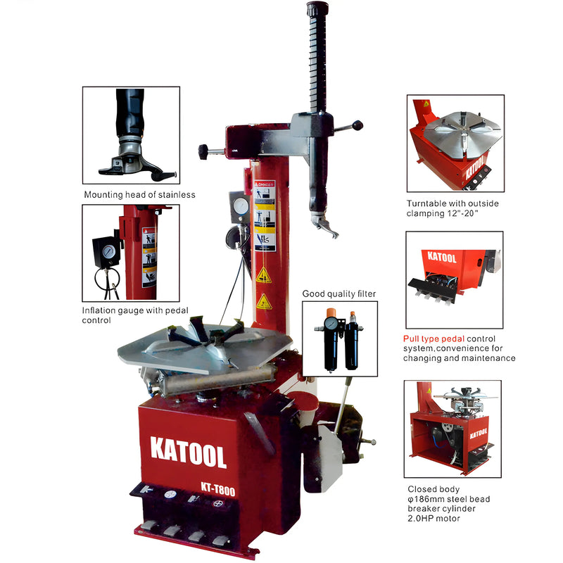 Katool Combo Tire Changer and Wheel Balancer with pedal control and stainless steel mounting head
