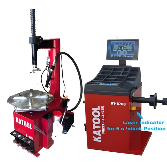 Katool Combo Tire Changer with Laser Indicator for precise 6 o'clock position balancing