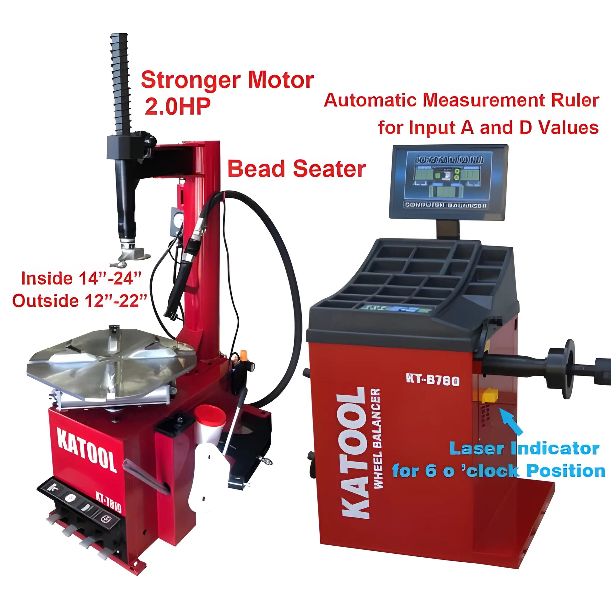 Katool Combo Tire Changer with 2.0HP Motor and Automatic Measurement Ruler for Efficient Tire Changing