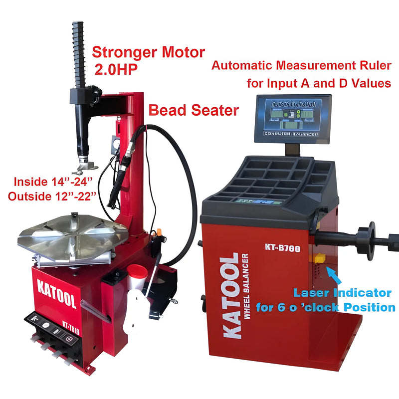 Katool Combo Tire Changer with 2.0HP Motor and Automatic Measurement Ruler for Efficient Tire Changing
