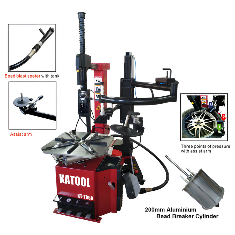 Katool Combo Wheel Balancer and Tire Changer with Bead Breaker Cylinder and Assist Arm for Efficient Tire Installation