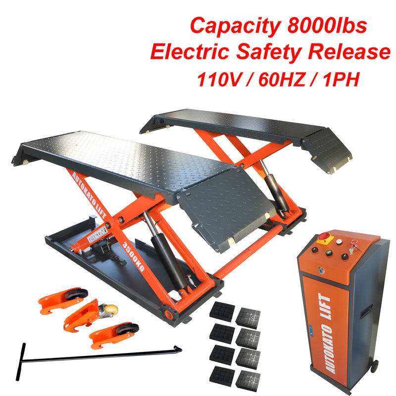 Katool Electric Scissor Lift with 8000 lbs Capacity and Electric Safety Release for Mechanic Shops