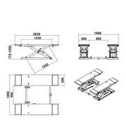 Katool Electric Scissor Lift technical drawing showcasing dimensions and design features