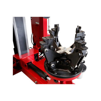 Katool Tire Changer close-up showing the clamping mechanism for efficient tire mounting