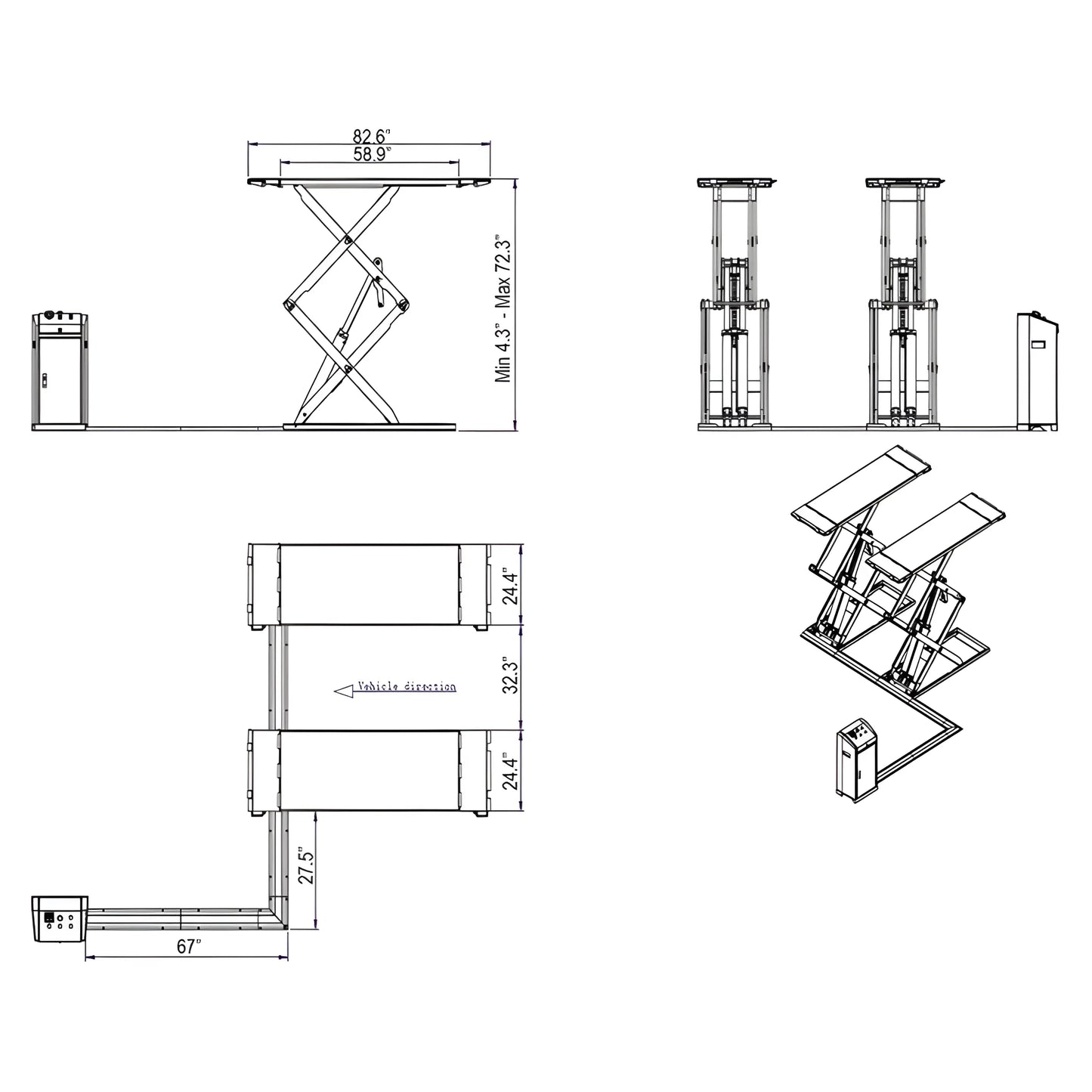 Katool Scissor Lift Technical Drawing with Dimensions and Design Details for Easy Reference