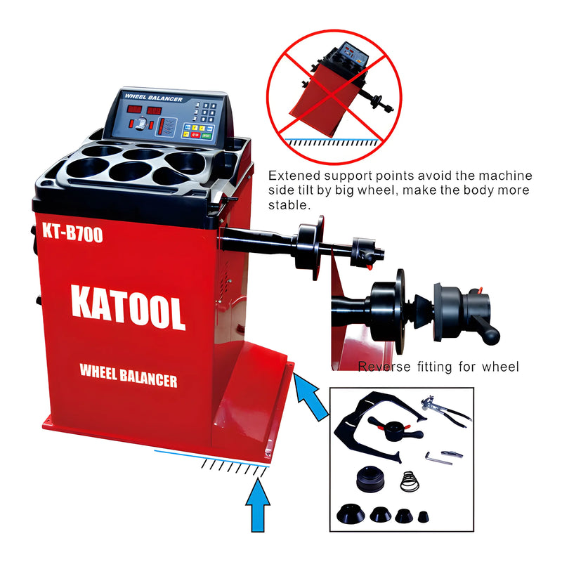 Katool Tire Changer and Wheel Balancer with digital display and stable support structure for efficient tire service