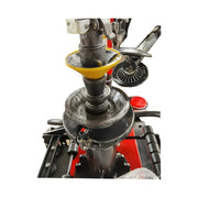 Close-up of Katool Tire Changer showing the bead breaker and mounting head features for efficient tire service