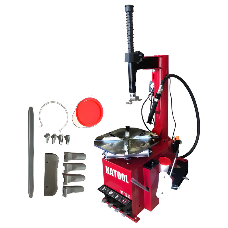 Katool Tire Changer with accessories for easy tire installation and removal in a garage setting