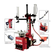Katool Tire Changer with stainless steel bead breaker, inflation group, and dual pedal control for easy use