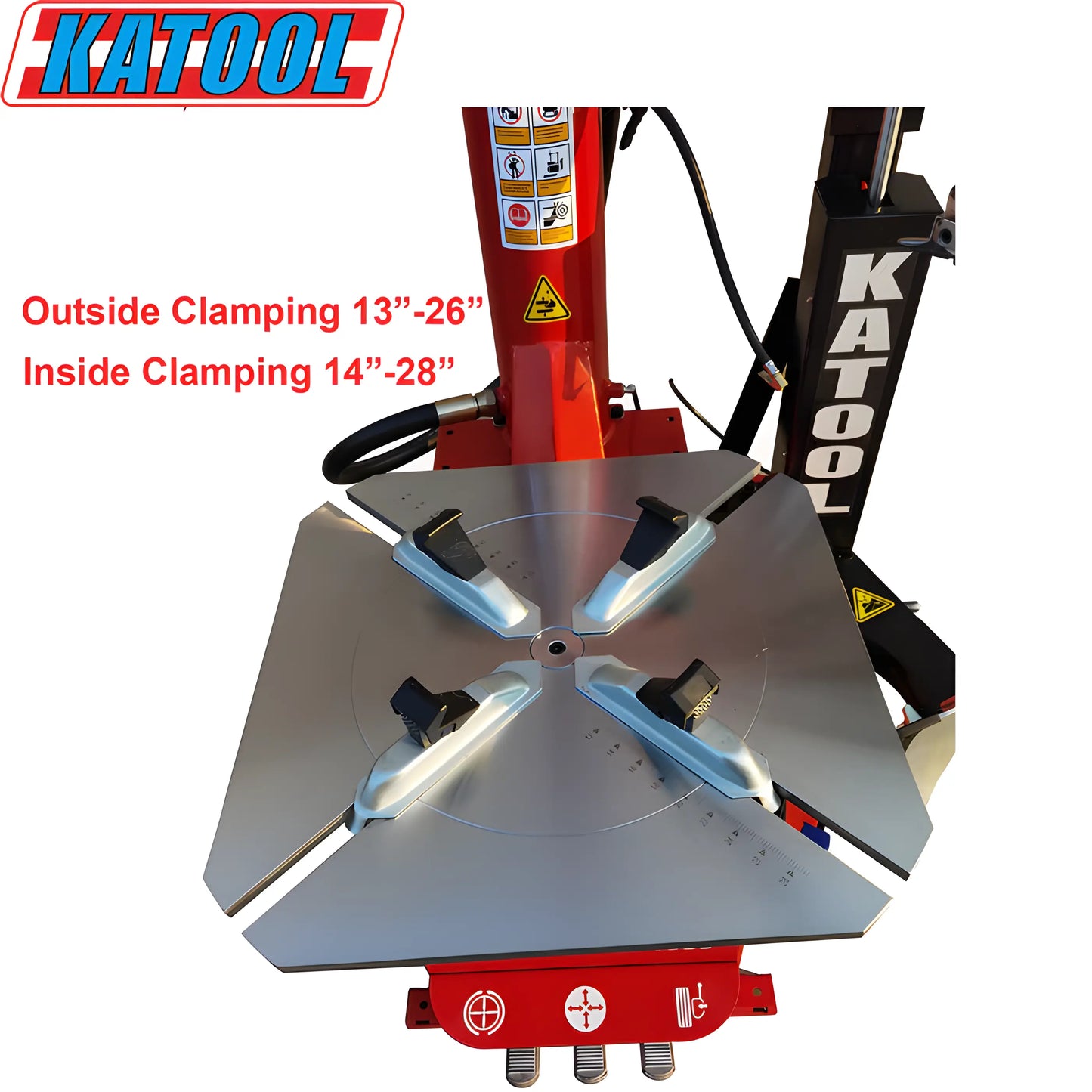 Katool Tire Changer Wheel Clamp with adjustable inside and outside clamping range for efficient tire installation