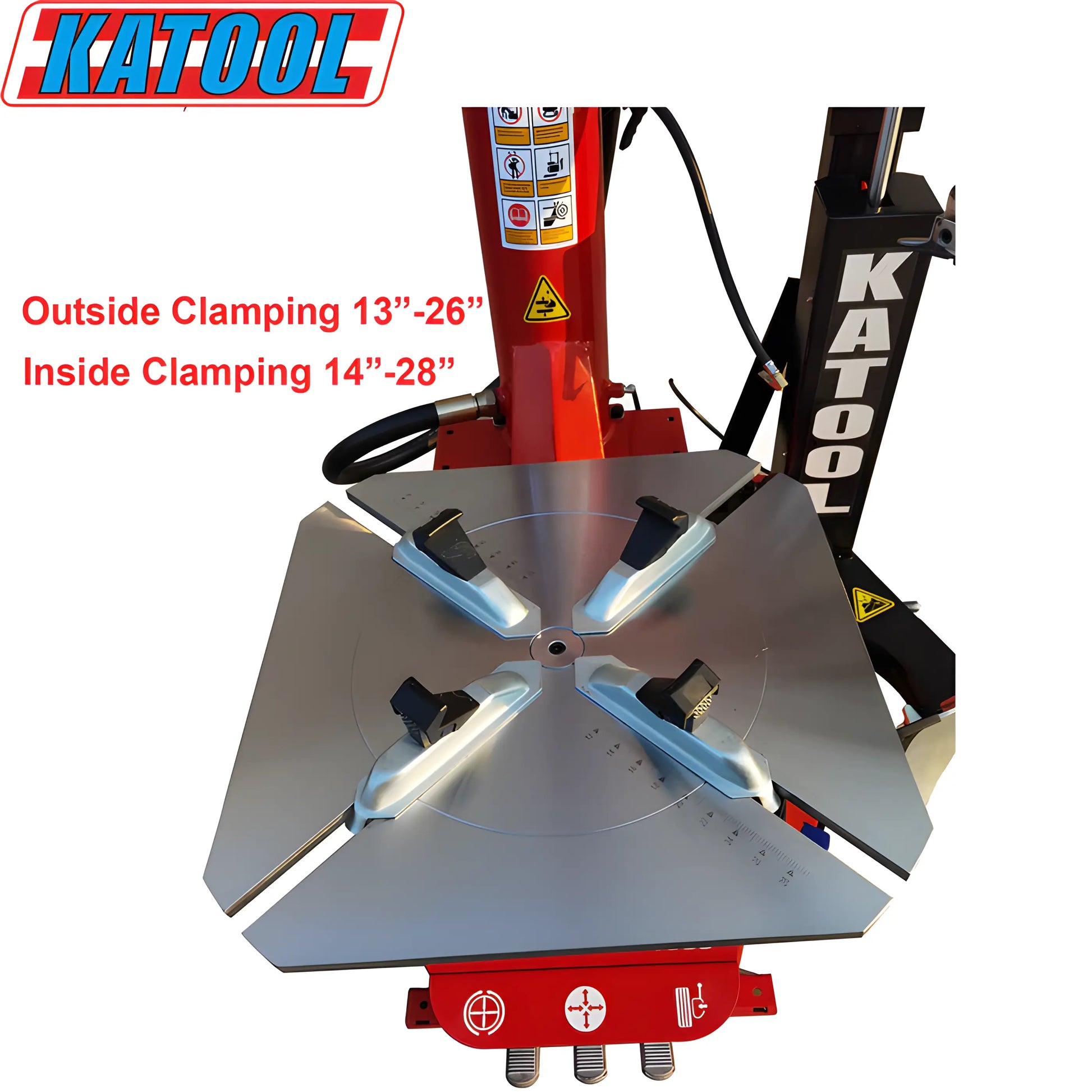 Katool Tire Changer Wheel Clamp with adjustable inside and outside clamping range for efficient tire installation