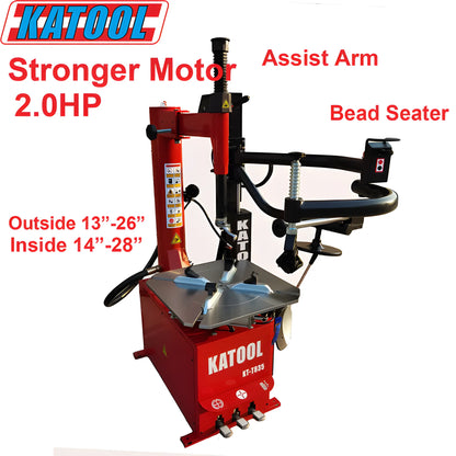 Katool Tire Changer Wheel Clamp with 2.0HP Motor, assists with tire mounting for sizes 13-26 inches