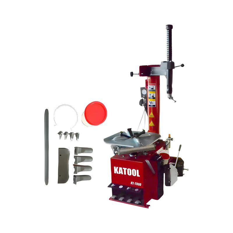 Katool Tire Changer Wheel Clamp with essential tools for efficient tire changing process