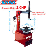 Katool Tire Changer Wheel Clamp with 2.0HP motor, suitable for tires 12-24 inches