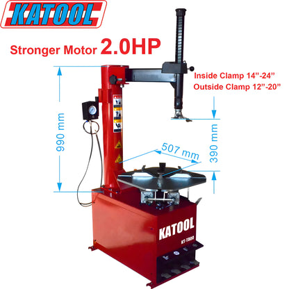 Katool Tire Changer Wheel Clamp with 2.0HP motor, suitable for tires 12-24 inches