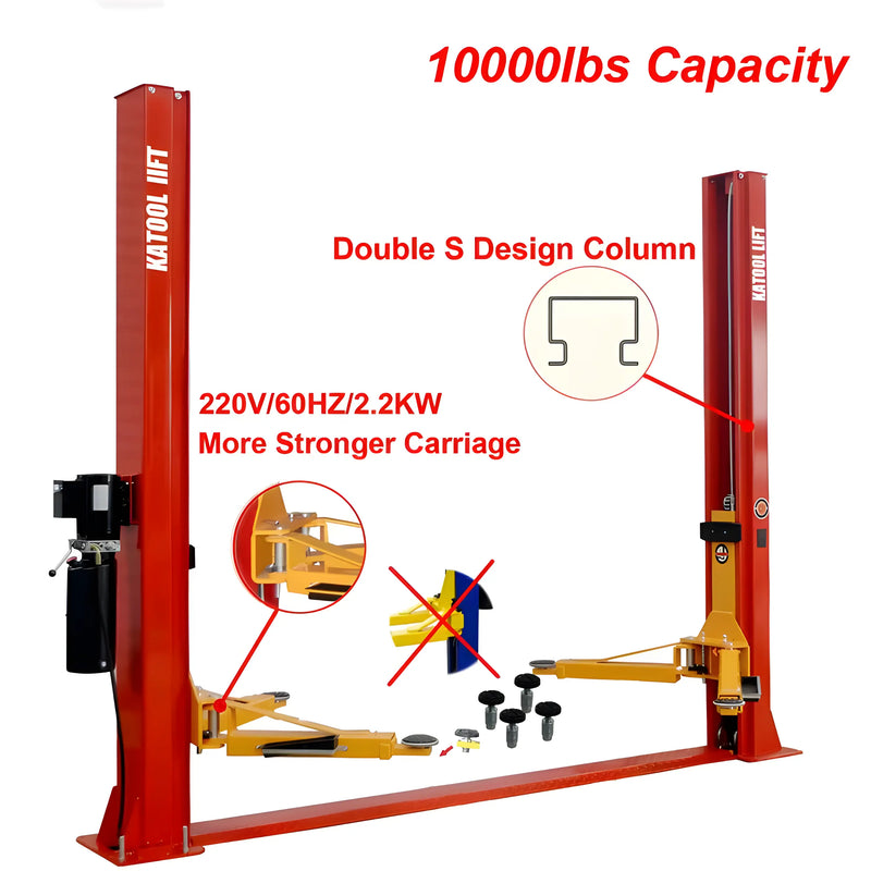 Katool Vehicle Lift with 10000lbs capacity and double S design column for enhanced strength