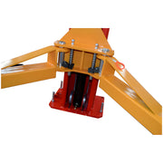 Close-up of Katool Vehicle Lift with yellow and red structural components for enhanced stability