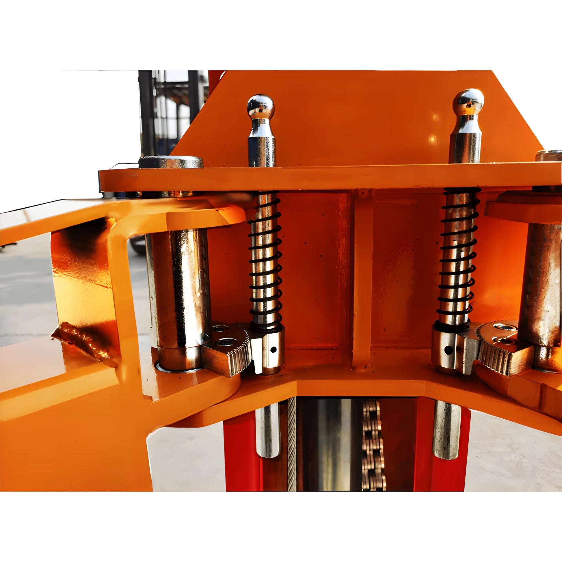 Close-up of Katool Vehicle Lift hydraulic mechanism showcasing springs and components