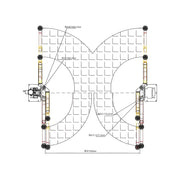 Diagram of Katool Vehicle Lift showcasing dimensions and layout for efficient vehicle servicing