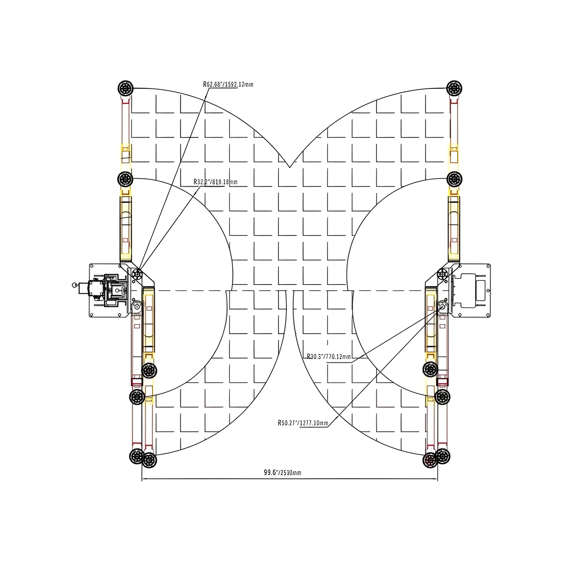 Diagram of Katool Vehicle Lift showcasing dimensions and layout for efficient vehicle servicing