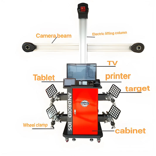 Katool Wheel Alignment System with Camera Beam, Electric Lifting Column, and Integrated Tablet Display