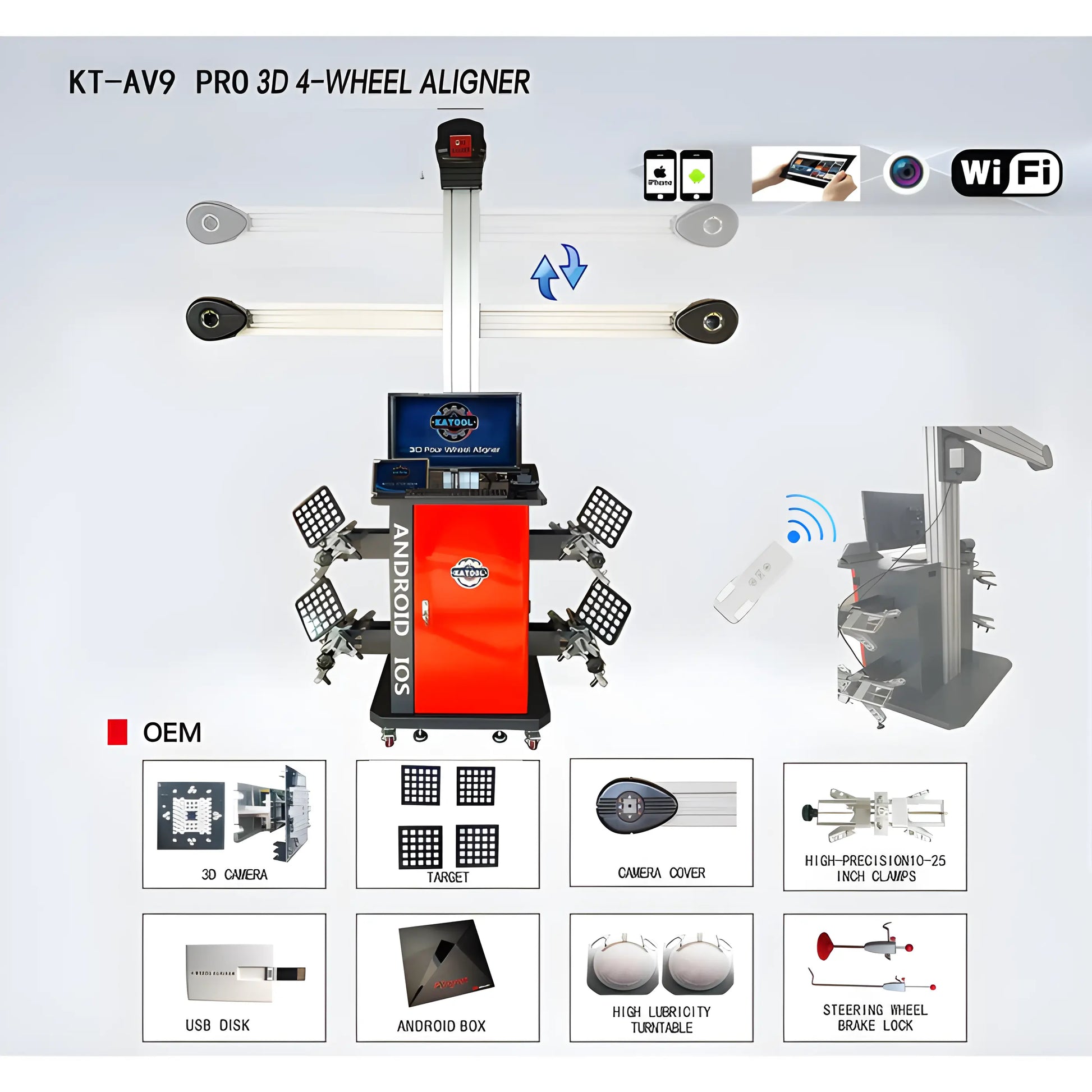 Katool Wheel Alignment 3D 4-Wheel Aligner with advanced camera technology and WiFi capability