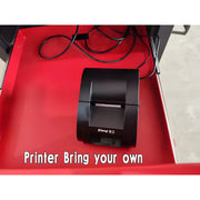 Katool Wheel Alignment Printer Inside a Red Cabinet for Easy Access and Custom Use
